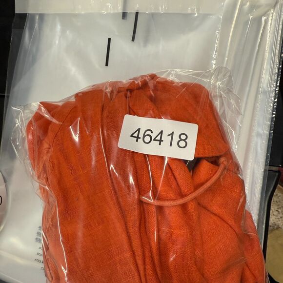 Harve Benard Jacket Women 12 Orange Full Zip Hooded Long Sleeve Linen Pockets - Picture 6 of 6